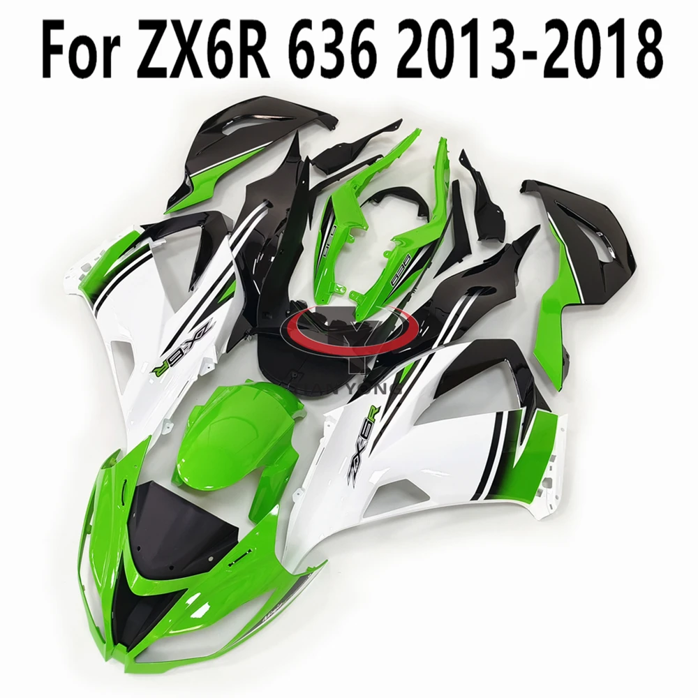 

Bodywork Cowling Green White Black Printmaking For Kawasaki ZX6R ZX 6R 636 2013-2014-2015-2016-2017-2018 Full Fairing Kit