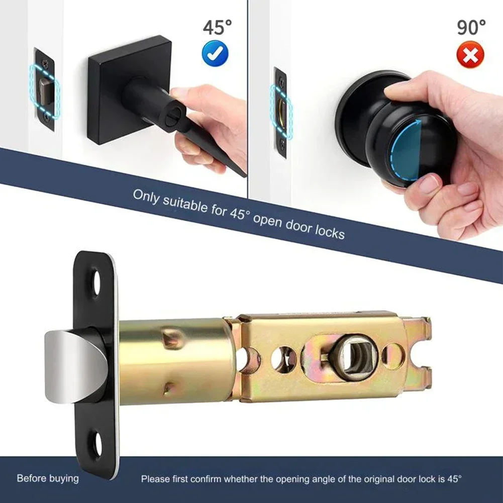 Single Tongue Bolt Three Rod Lock Body Door Latch Tubular Latch Mortice Interior Door Lock For 45 Degrees Opening Door Locks