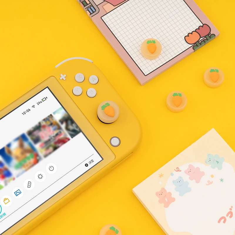 4 pçs fruit ice cream polegar vara grip cap joystick capa protetora para nintendo switch oled ns lite joy-con thumbstick caso