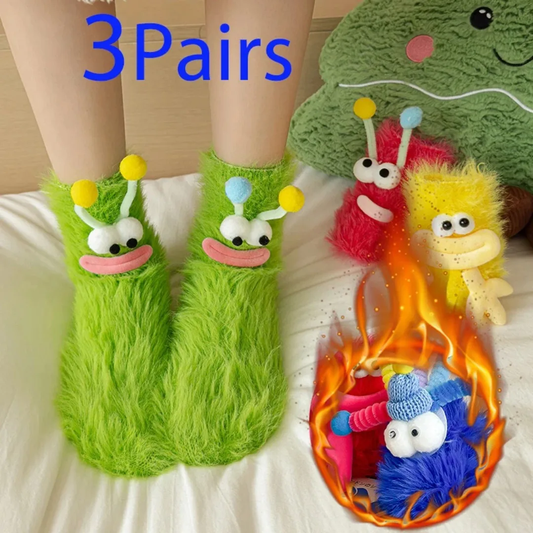 

Warm Fluffy Socks Winter Women Funny Sock Monster Coral Soft Cozy Fleece Socks Warm Thick Happy Ugly Fuzzy Home Floor Sleep Sock