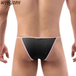 Men Bikini Briefs Underpants Man Sexy Gay Underwear Rib Fabric Male Mini Panties U Convex Pouch Sissy Men's Lingerie Cueca