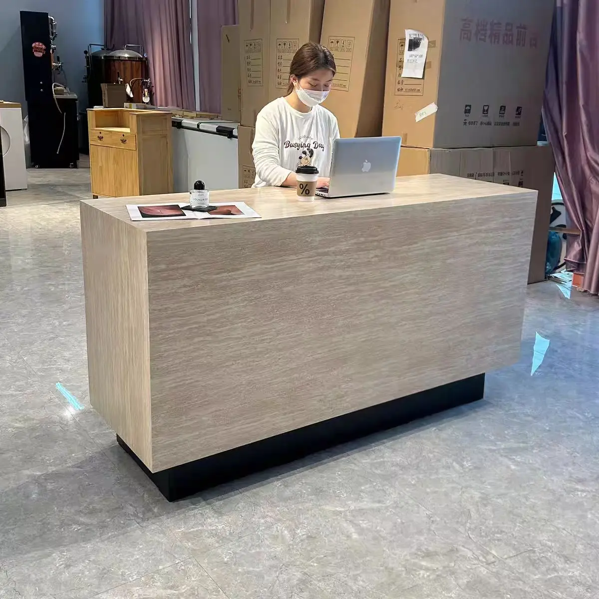 

#Office Beauty Salon Retail Store Hotel Gym School Bar Hospital Modern Multifunctional Wooden Reception