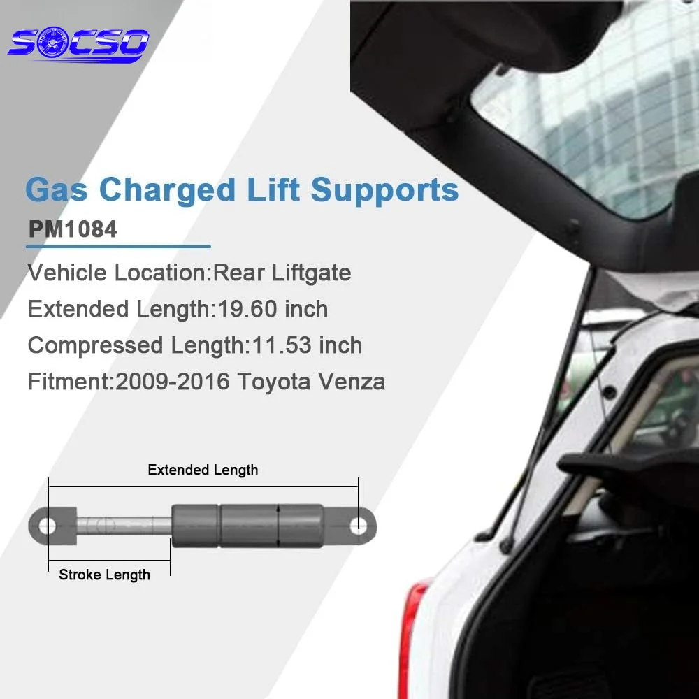 2PCS Lift Support Strut for Toyota Venza 2009 2010 2011 2012 2013 2014 2015 2016 Pair Rear Liftgate Replacement Strut Gas Spring