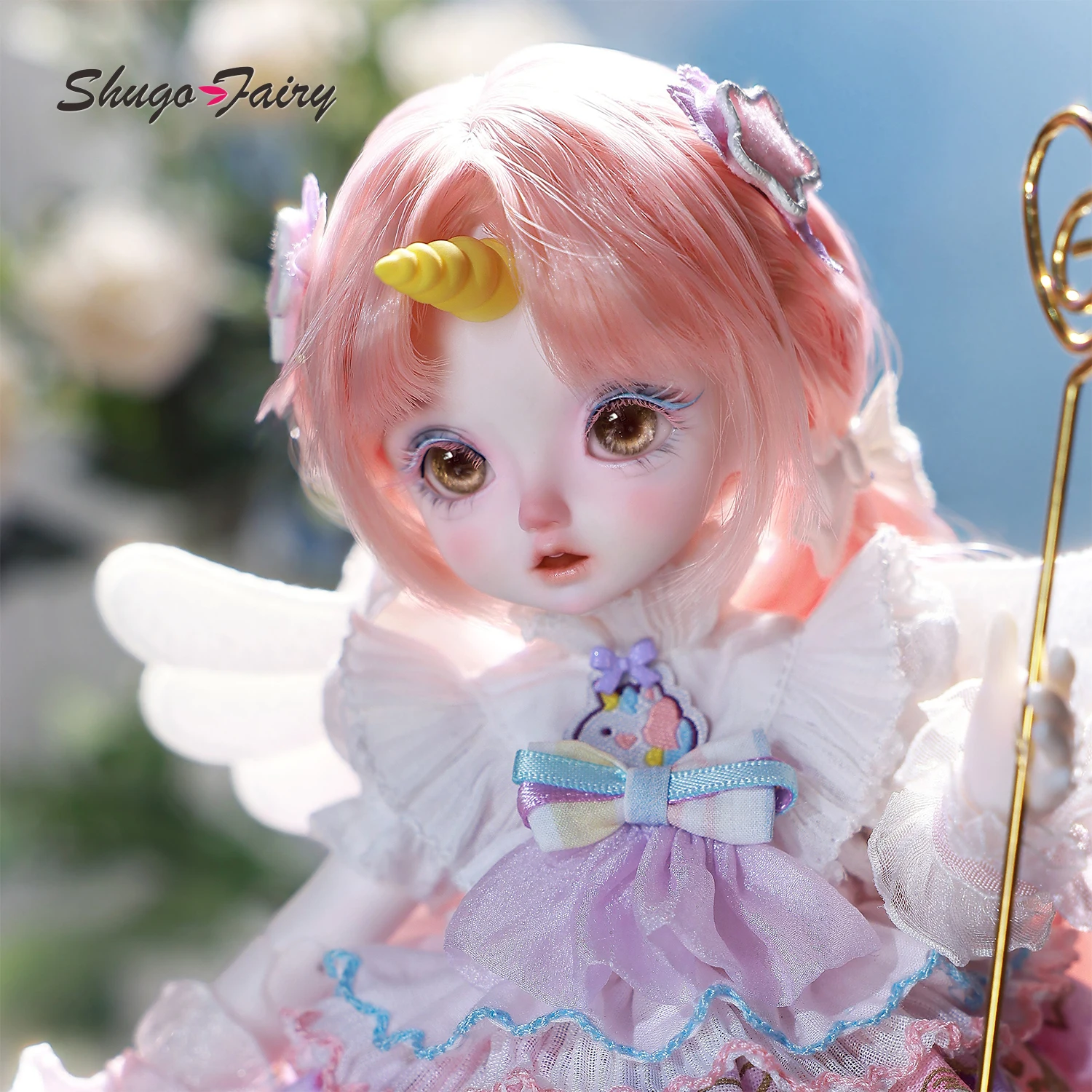 

Кукла BJD 1/6 Circe D Единорог Фея Кукла с желтым смоляным рогом цвета макарон Полный набор наряд Крылья Фэнтезийная кукла Shugafairy
