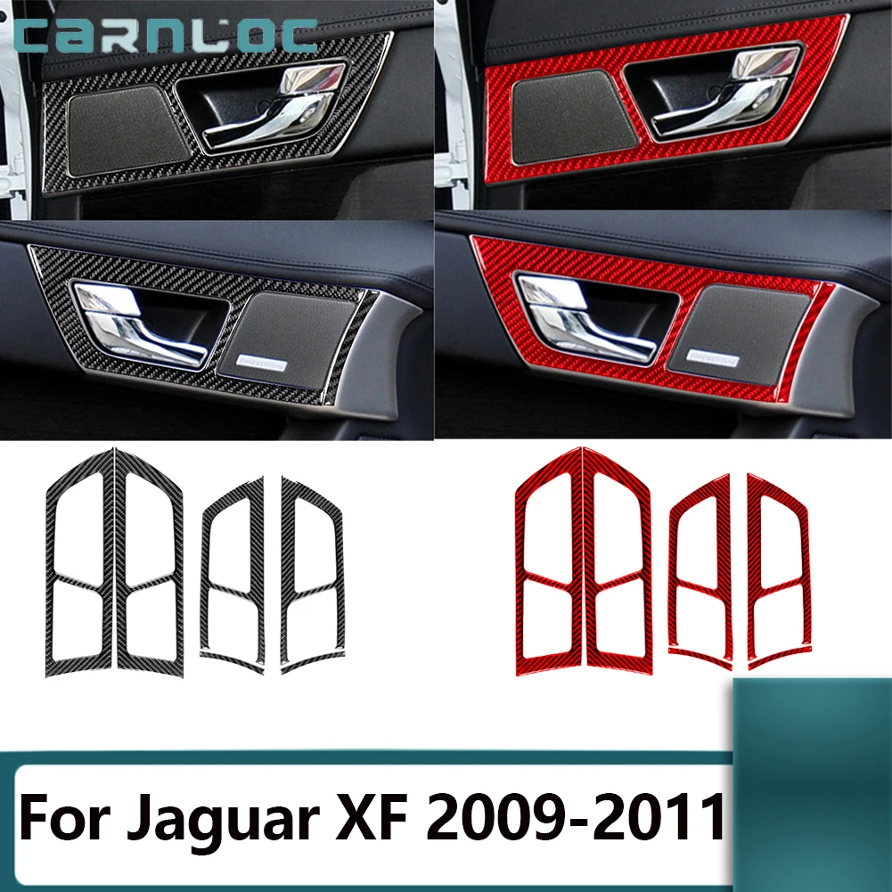 Carbon Fiber Door handle frame panels Stickers Trim Strip For Jaguar XF 2009 2010 2011 Car Styling Interior Accessories