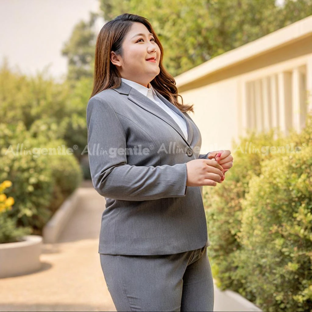 Elegant Plus Size Office Wear for Women Business Stylish Blazers Trousers 2 Piece Set Big and Tall for Women