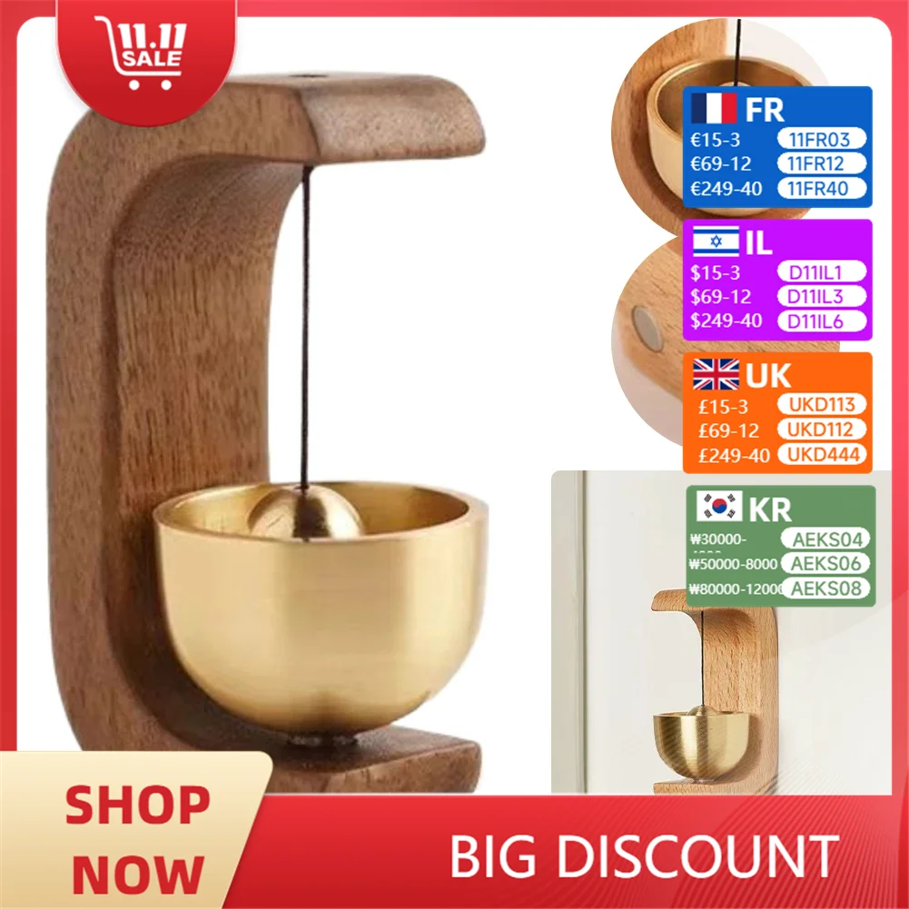 

Dopamine Wind Bell Magnetic Suction Door Glue Free Wind Chimes Entrance Doorbell Reminder Walnut Wood Wind-bell Home Decor ﻿