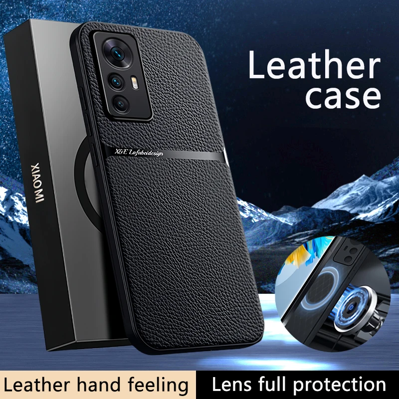 For Xiaomi 12 Pro Case Leather TPU Frame Soft Phone Cover Xiomi Xiaomy Mi12 Mi12X Mi 12X 12 Pro Magnetic Holder Funda Xiaomi12