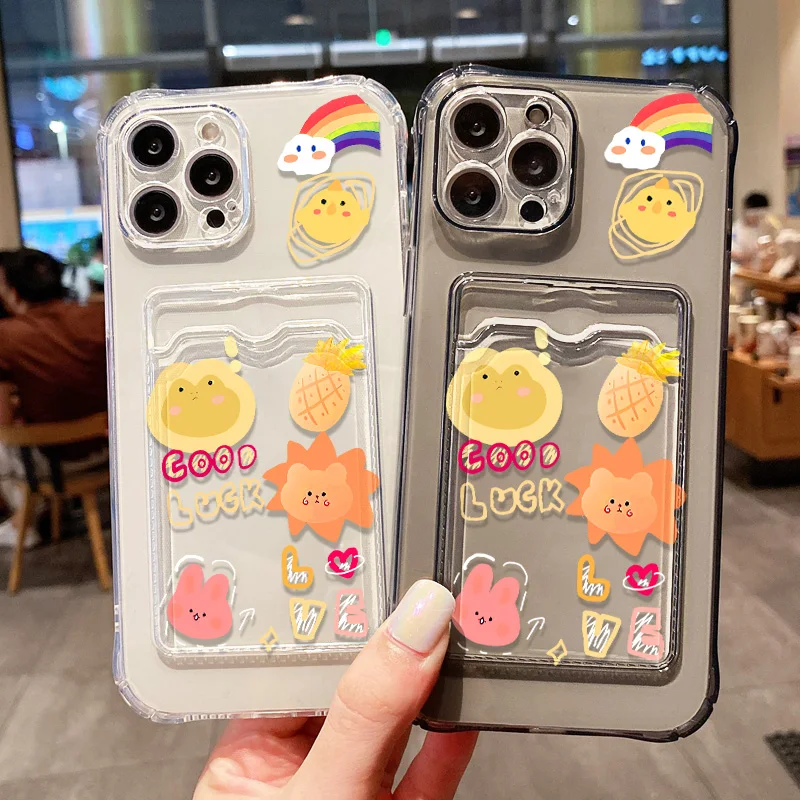 Card Slots Case For Xiaomi Redmi Note 13 12 11 10 Pro 9 8 9S 10S 11S 12T 10C 12C 13C Poco M5 M3 X3 Mi 11 Lite Cartoon Bear Cover