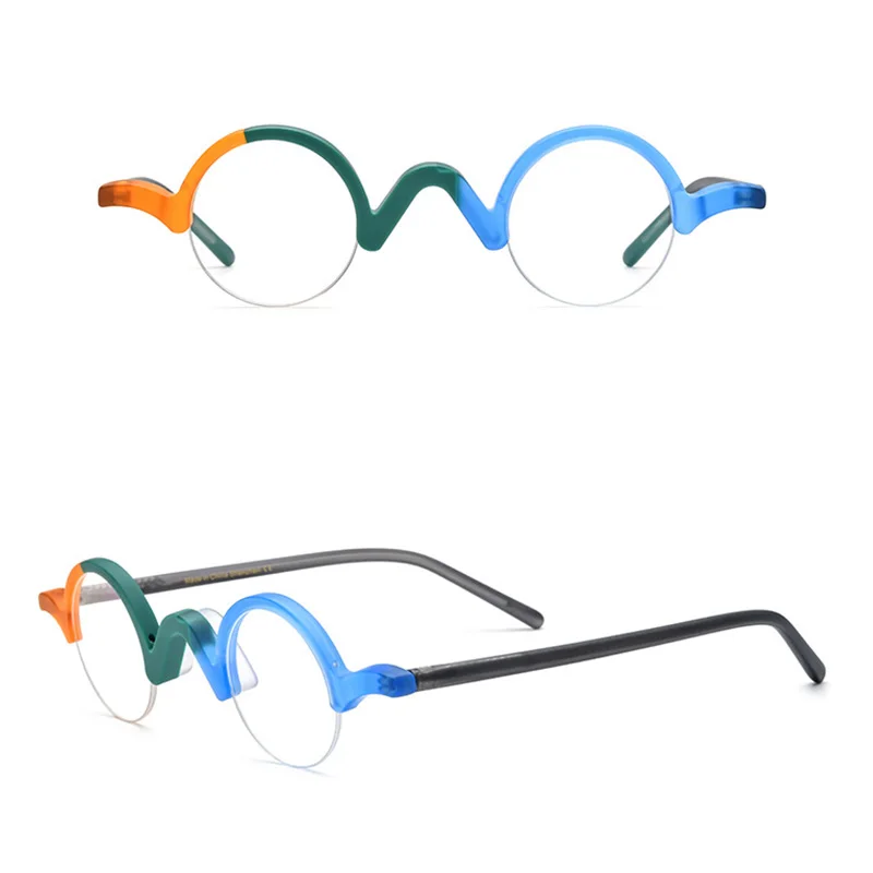 

Belight Optical Colorful Acetate Half Rimless Glasses Frame Men Women Prescription Eyeglasses Retro Eyewear 19281