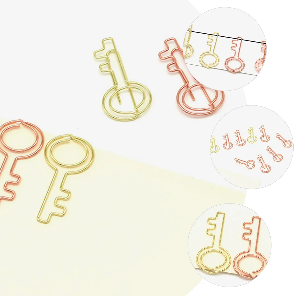 20 Pcs Cute Metal Bookmarks Creative Paper Clips Small Tiny Key Delicate Office Document Paperclips