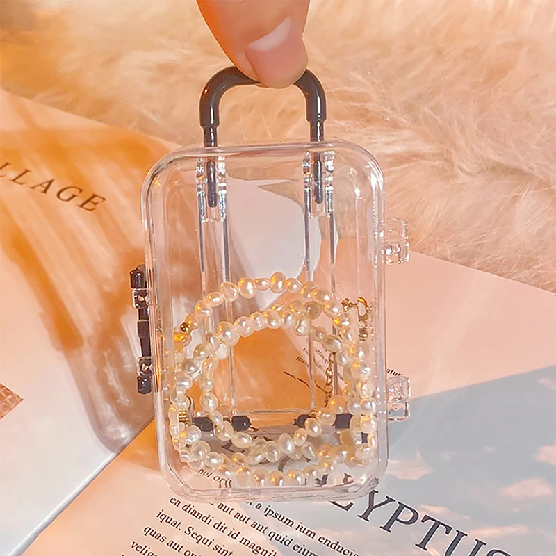 Mini koper kotak penyimpanan perhiasan wanita indah anting kecil kalung Showcase rumah boneka tas tangan Model kotak kemasan
