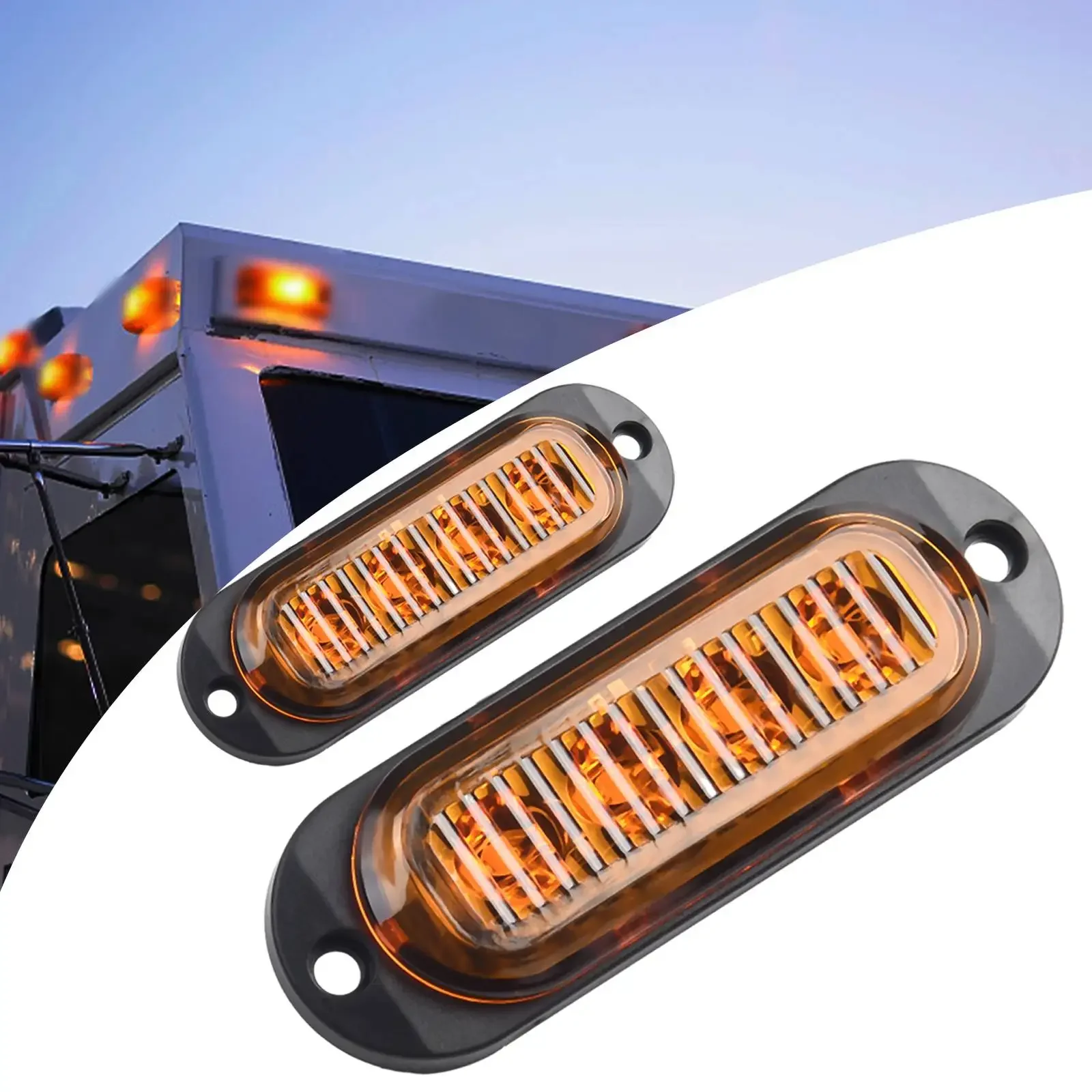 

2X Auto Yellow LED Side Marker Clearance Orange Light Lamp Indicator Truck Trailer Caravans RV Lorry Car Lights Parts