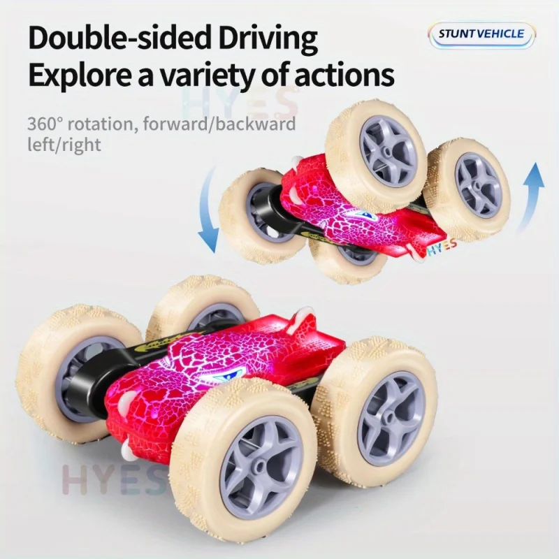 Voiture de cascade RC 2.4G 5WD, voiture dinosaure en rafale avec haute vitesse, Double face, lumières LED à dérive, voiture télécommandée pour enfants, jouet cadeaux