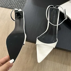 Eilyken 2024 Fashion Women Sandals Thin Low Heels Buckle Strap Slingback Casual Pointed Toe Party Shoes Zapatos Mujer