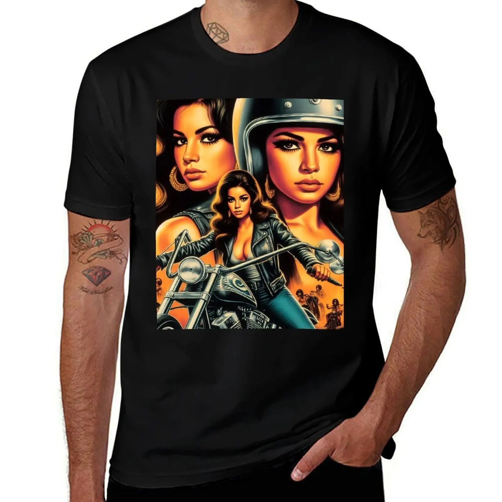 

Retro Biker Girls T-Shirt anime tshirt anime shirt customizeds men t shirt