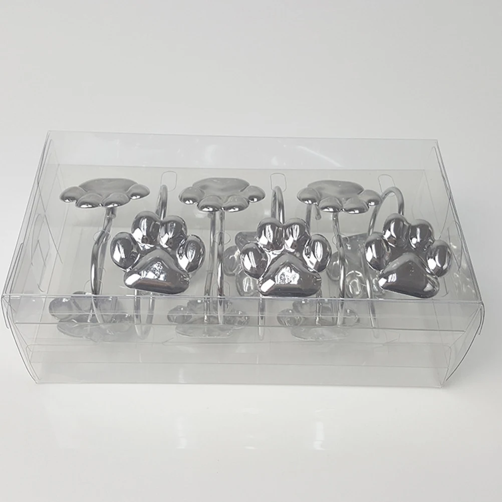 

12Pcs Metal Curtain Hooks Bear Claw Shape Shower Curtain Rings Anti-Rust Decorative for Bathroom Bedroom Living Room