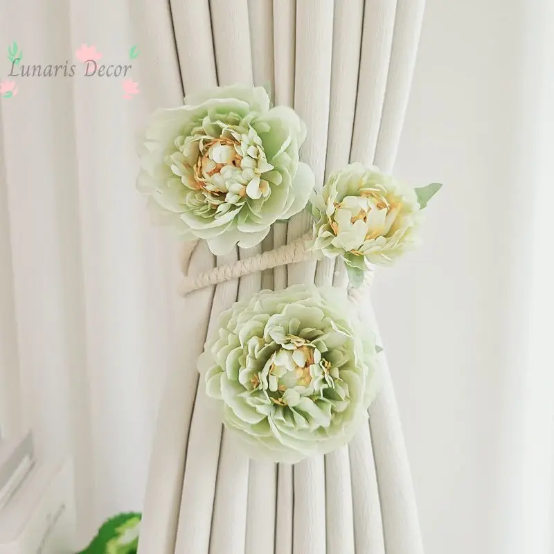 1 Pair Per PackCurtain binding belt Light luxury high-grade peony flower gauze curtain storage buckle Bendable fixed binding
