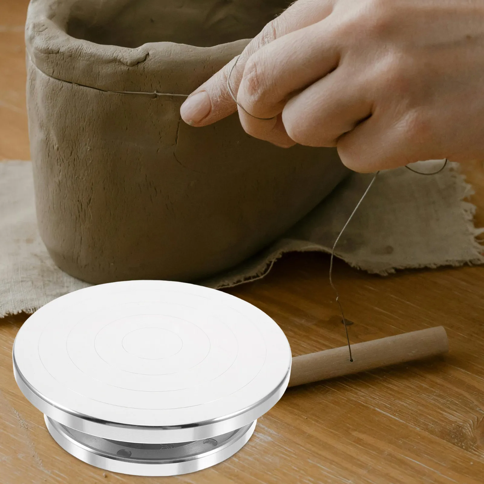 

Aluminum Alloy Clay Turntable Stable Rotation Base Rotary Plate Pottery Sculpture Tool Bearing Swivel 360 Degree Non Slip Cake