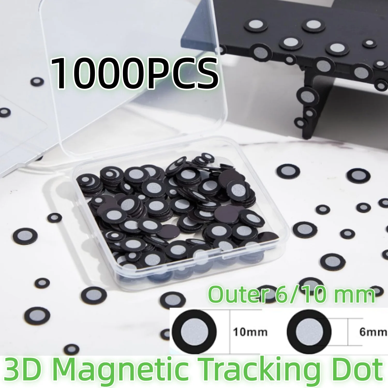 100-1000 Stück Magnetische Hochreflektierende Markierungspunkte für Handgehaltene Laser-3D-Scanner Zielpositionierungspunkte Innen 6,0mm Außen 10mm