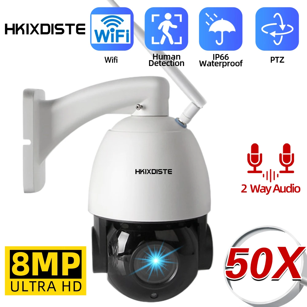 

8MP Wif PTZ IP Security Camera Outdoor 2 Way audio CCTV Speed Dome Camera Video Surveillance System 4K Wireless 50X Zoom ICSEE