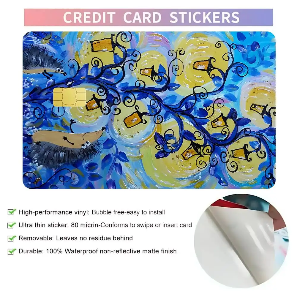 Cartoon Hedgehog Card Skin Stickers Matte Suitable For VISA Card Bus And Subway Contactless IC Cards