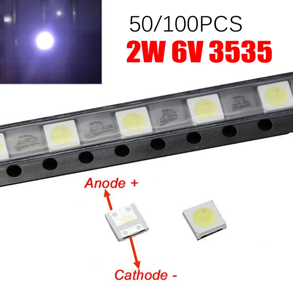 50 pz/100 pz Apparecchiature Elettriche Chip LED Circuiti 150lm Lampada 2 W 3535 TV Retroilluminazione Bead Chip Bianco Freddo
