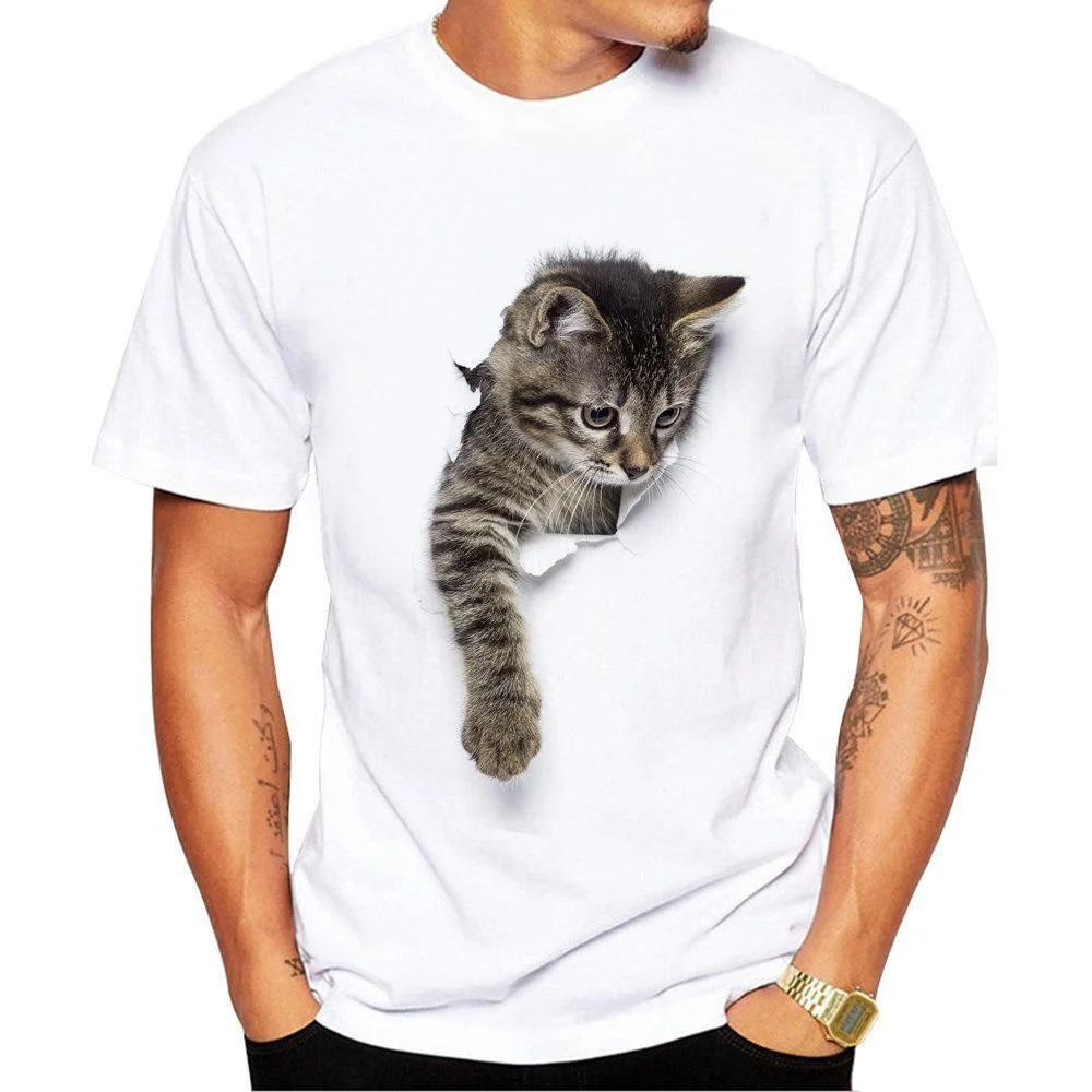 Summer Funny Cat Animal Print  T-Shirts Men Women Casual Short Sleeve T Shirt Oversized Harajuku Unisex Tees Tops Clothing