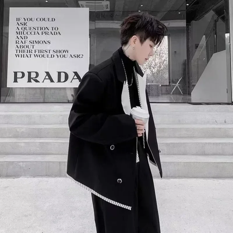 

Пальто Куртка для мужчин Однобортный плюс Большой размер Oversize Белые мужские костюмы и пиджаки Корейский стиль Одежда Мода 2025 Простой