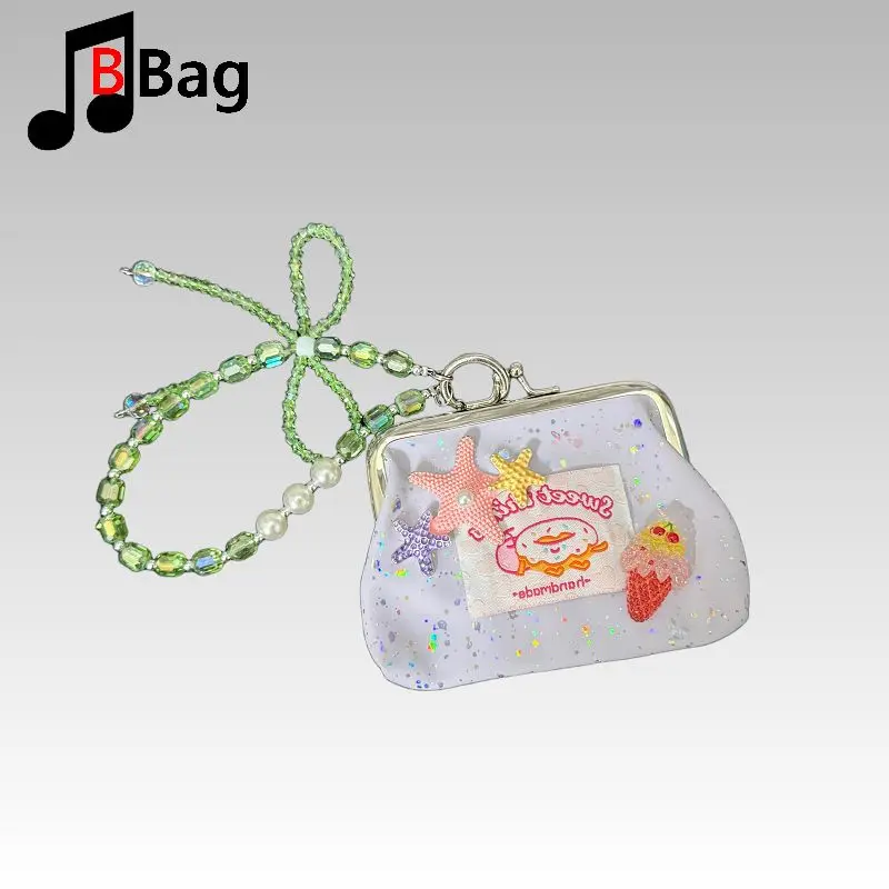 Original Y2K Hot Girl Sequin Strawberry Ice Cream Coin Purse Cute Bag Pendant Keychain Decorative Bag Charm Gothic Lolita Kawaii
