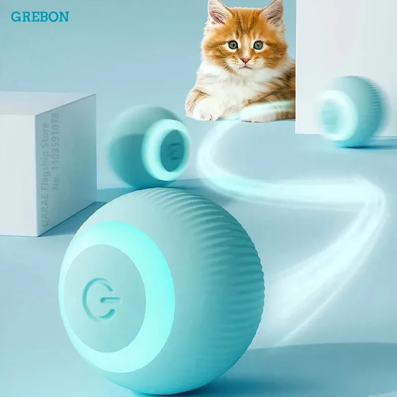  Interactive Electric Rolling Ball Cat Toy for Funny Self-Rolling Smart Rolling Ball Game Automatic Cat Teaser Chasing Cat Ball 