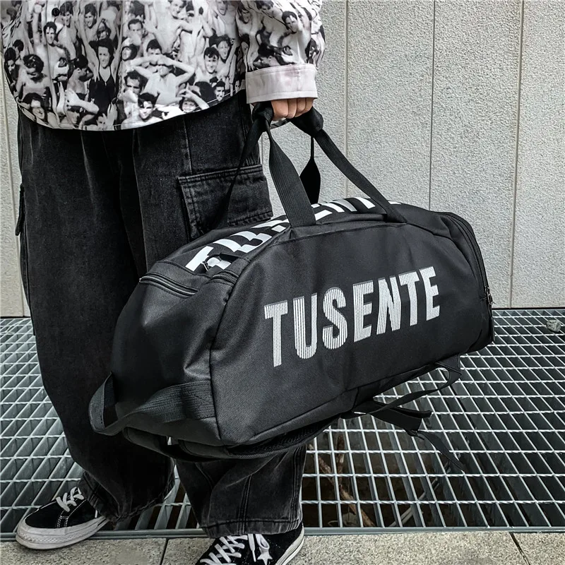 Fashionable Large Capacity Travel Backpack Men's Double Shoulder Bag Wet And Dry Separation Fitness Bag Handheld Luggage Bag