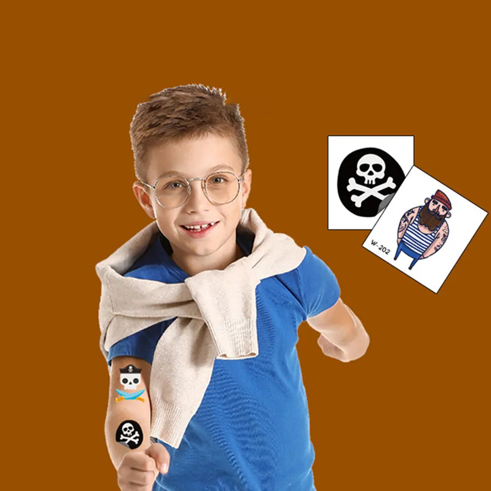 

40pcs Pirate Theme Stickers Cartoon Stickers For Waterproof Arm Body Scar Cover Gym Punk Party Favor