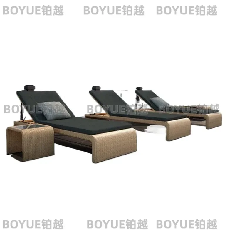 Wicker Rattan Recliner Chair Outdoor Patio Furniture Balcony Beach Lounger Poolside Spa Relaxing Sunbed Garden Leisure Seat