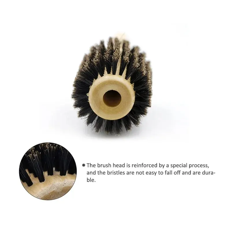 Professional 6 Sizes Barber Salon Wood Handle Boar Bristles Round Brush Removable Tail Hairdresser Hair Brush Hair Round Combs