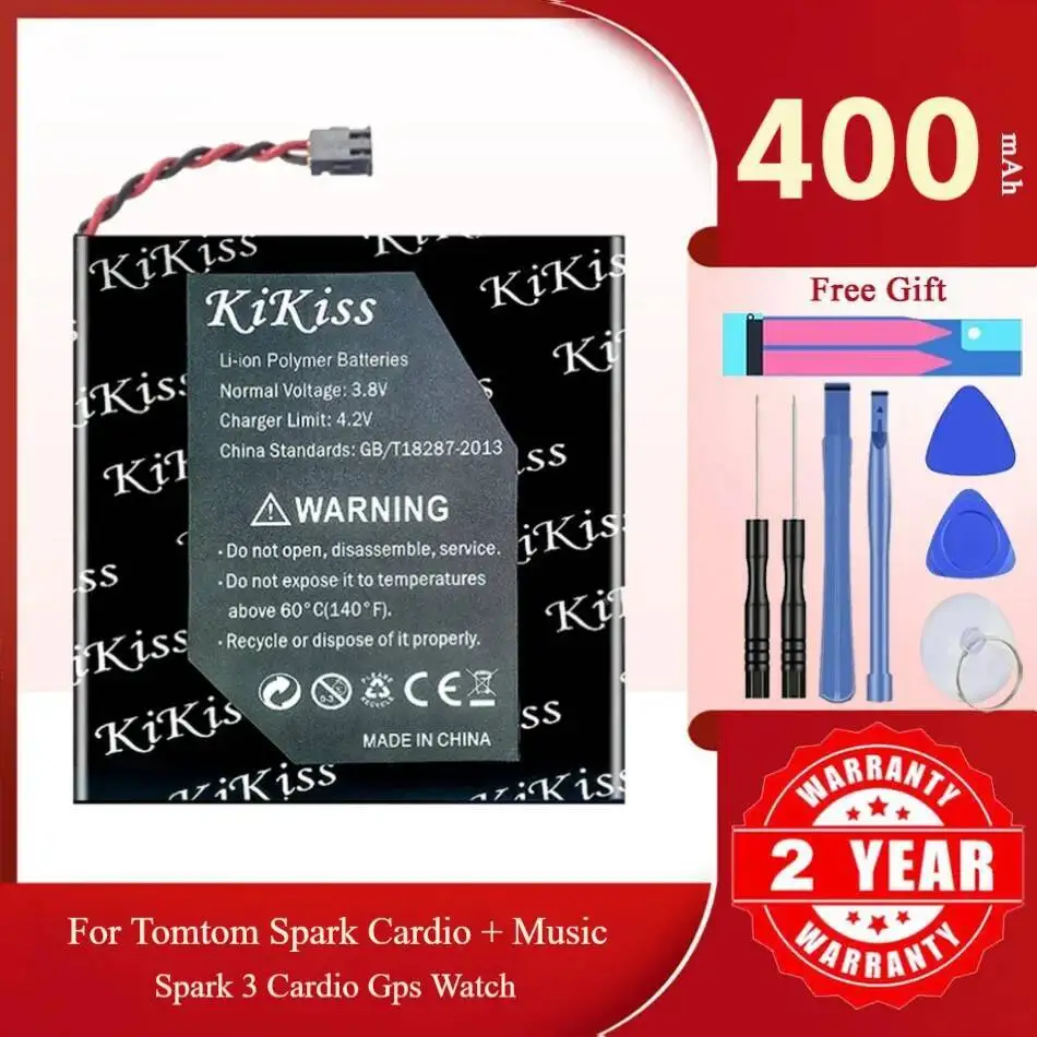 

400 мАч Kikiss Battery Spark Cardio (332824) для Tomtom 3 Cardio + GPS 2-проводной