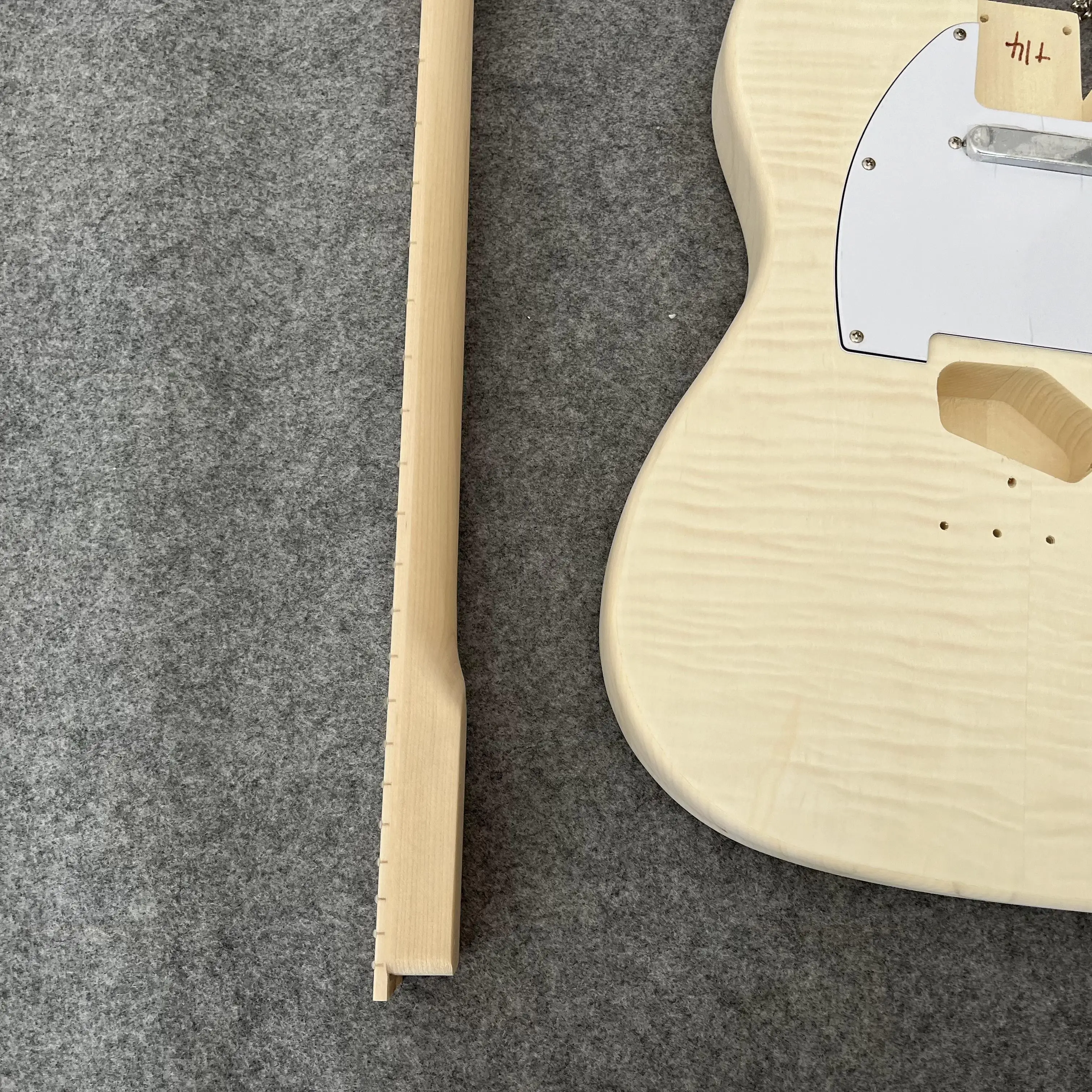 Unfinished TL Electric Guitar Kit with Tiger Stripe DIY Basswood Body Maple Fingerboard Guitarra