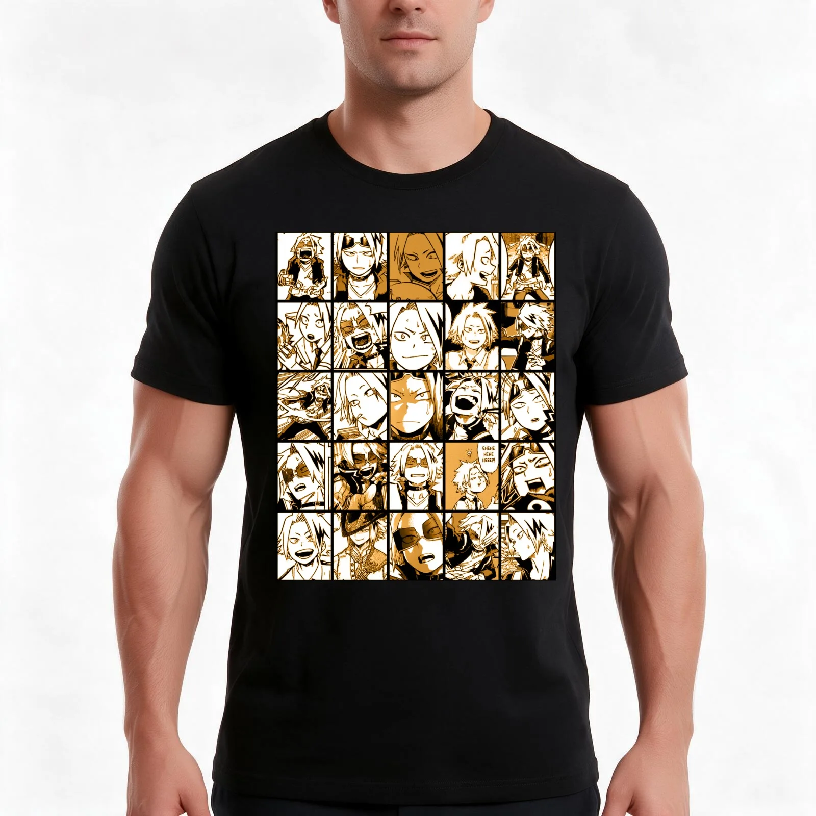 BNHA Kaminari Denki collage T-Shirt Summer Casual Cotton Tee Oversized Streetwear Tops Vintage Graphic Print 100% Cotton