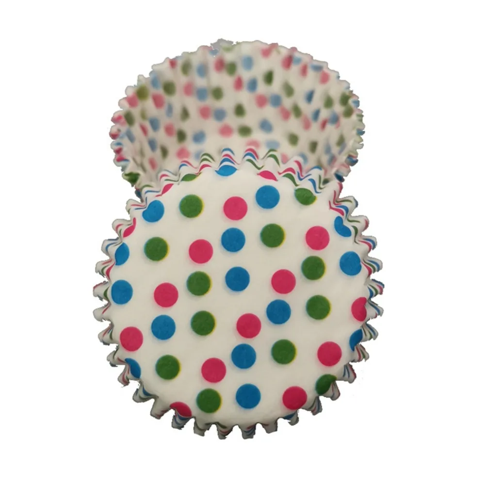 100pcs Paper Dot Cake Cups Heat Resistant Easy Release Cupcake Liners Polka Dot Fluted Sides Muffin Cups Cake Baking