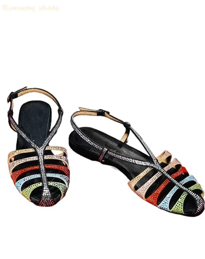 Full Of rhinestones Round Head Hollow Out New Model Luxury Sandals Asakuchi One-strip Clasp Stilettos Banquet Women's High Heels - view 6