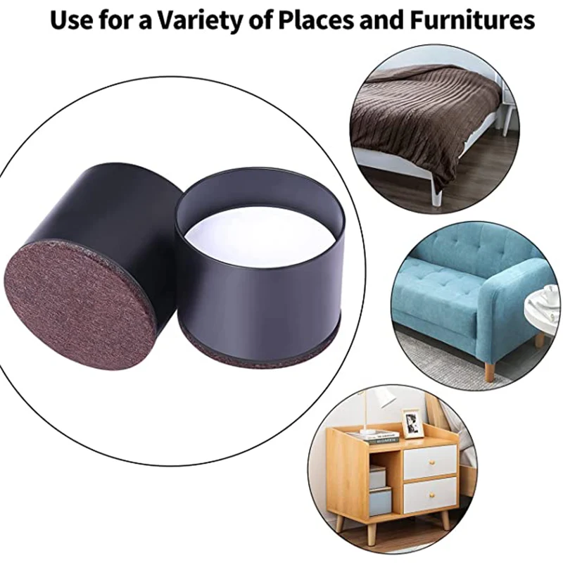 2/4PCS Bett Möbel Steigleitungen Höhe in Höhen Heavy Duty Steigleitungen für Sofa Couch Schreibtisch Tisch Schwarz Runde saquare Boden Protector – Detail 1