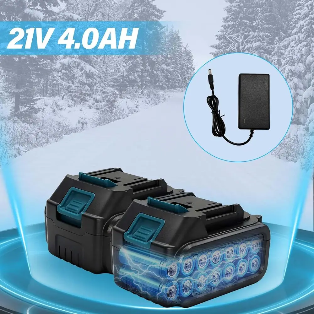 مجرفة ثلج لاسلكية مع بطاريتين وشاحنين 4.0AH، مجرفة ثلج كهربائية بعرض 10 بوصة، عمق 6 بوصة، مسافة رمي 26 قدم، Sn