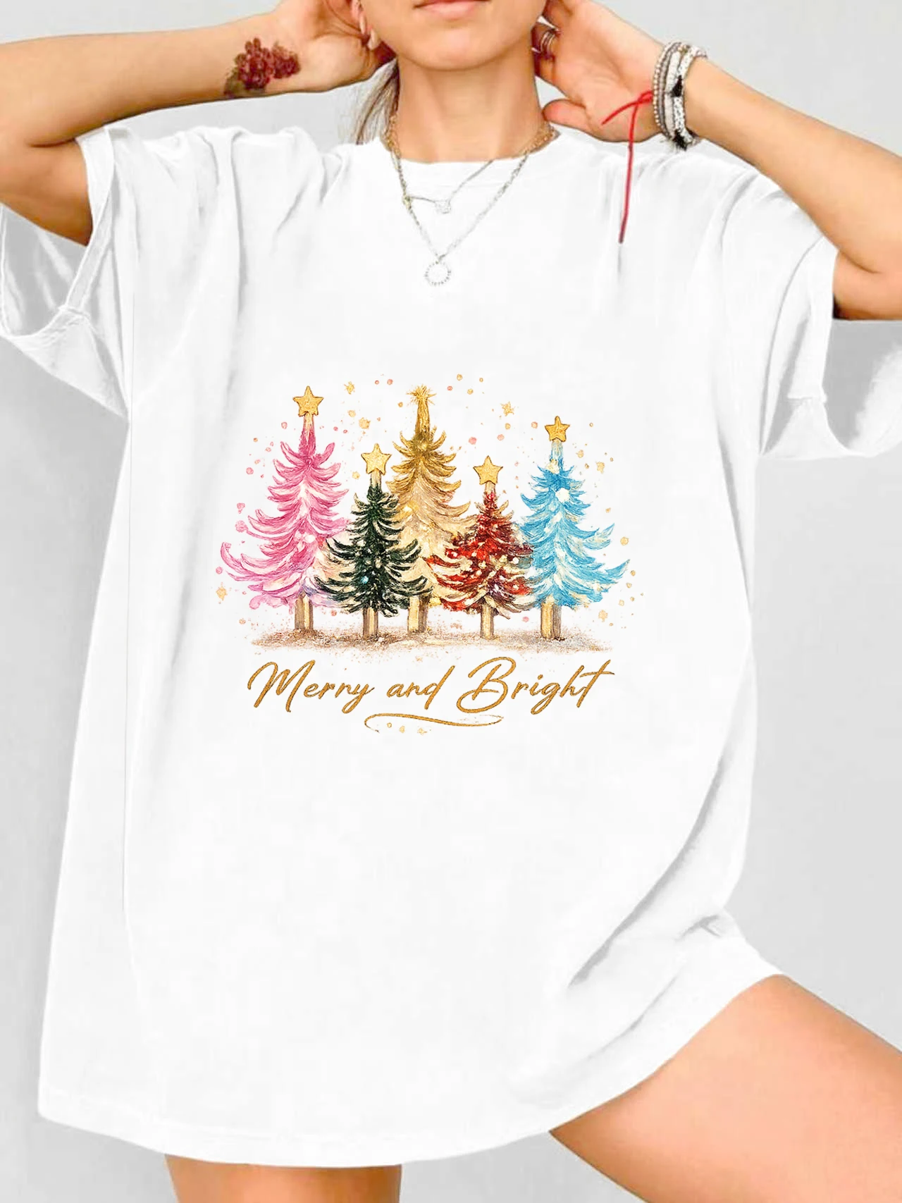 

【WDS03193】Женская футболка больших размеров с круглым вырезом, короткими рукавами, эластичными полурукавами и модными принтами.