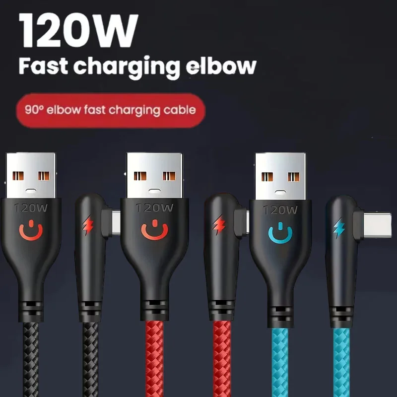 

120W Car Audio Speaker Charging Cable USB to Type C PD 10A Elbow Data Cable Car Digital Charging Accessories for Samsung Xiaomi
