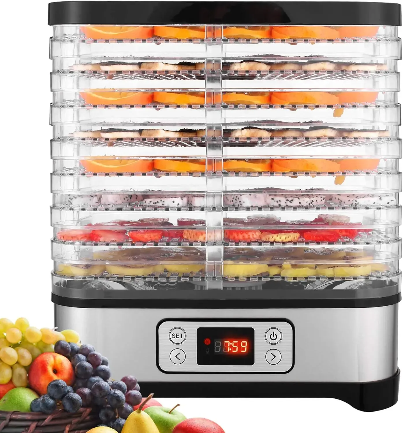 NEW Dehydrator Machine, Fruit Dehydrators with 8-Trays, Digital Timer and Temperature Control(95ºF-158ºF) for Food, Jerky, Meat