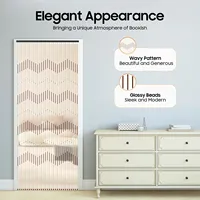 Bamboo Wood Door Curtain, 90x220cm Retro Wavy Bead Curtain 31 Lines,Bead String for Doors in Living Rooms, Balconies, Courtyards