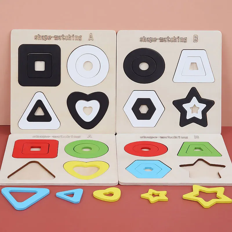 

Montessori Early Childhood Education Geometric jigsaw puzzle Wooden shape recognition board Puzzle toy kid Christmas gifts UG310