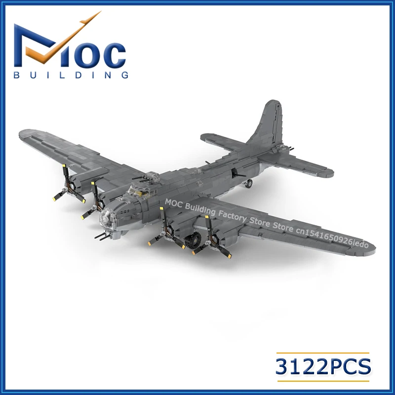 Hot MOC Building Blocks Military Series Fighter Boeings B-17 Flying Fortress Model DIY Assembly Bricks Creative Toys Xmas Gifts