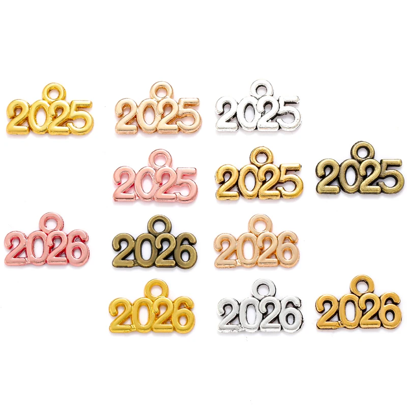 Letter Charms 30pcs/bag 2023 2025 Year Pendants DIY Jewelry Making Findings DIY Handmade Craft 13x9mm S107