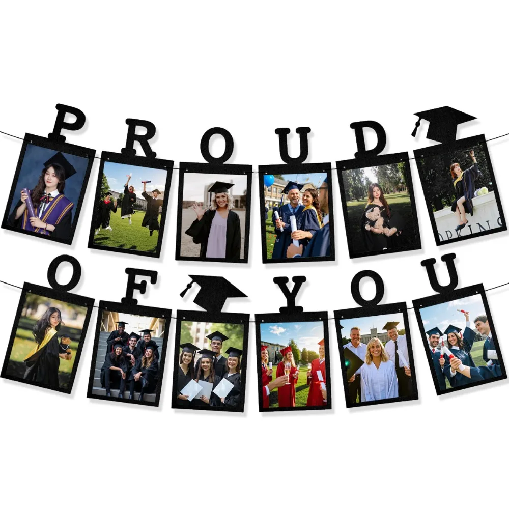 

Proud of You Graduation Photo Banner Celebrate Paper Picture Banner Personalized Graduation Hanging Decor Classmates